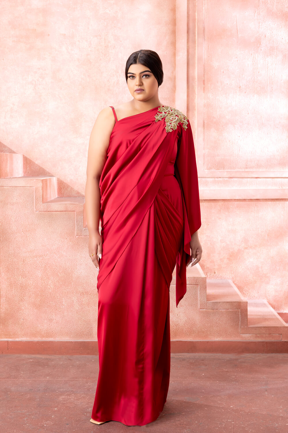 Crimson Saree Gown - NSL FASHION PVT LTD