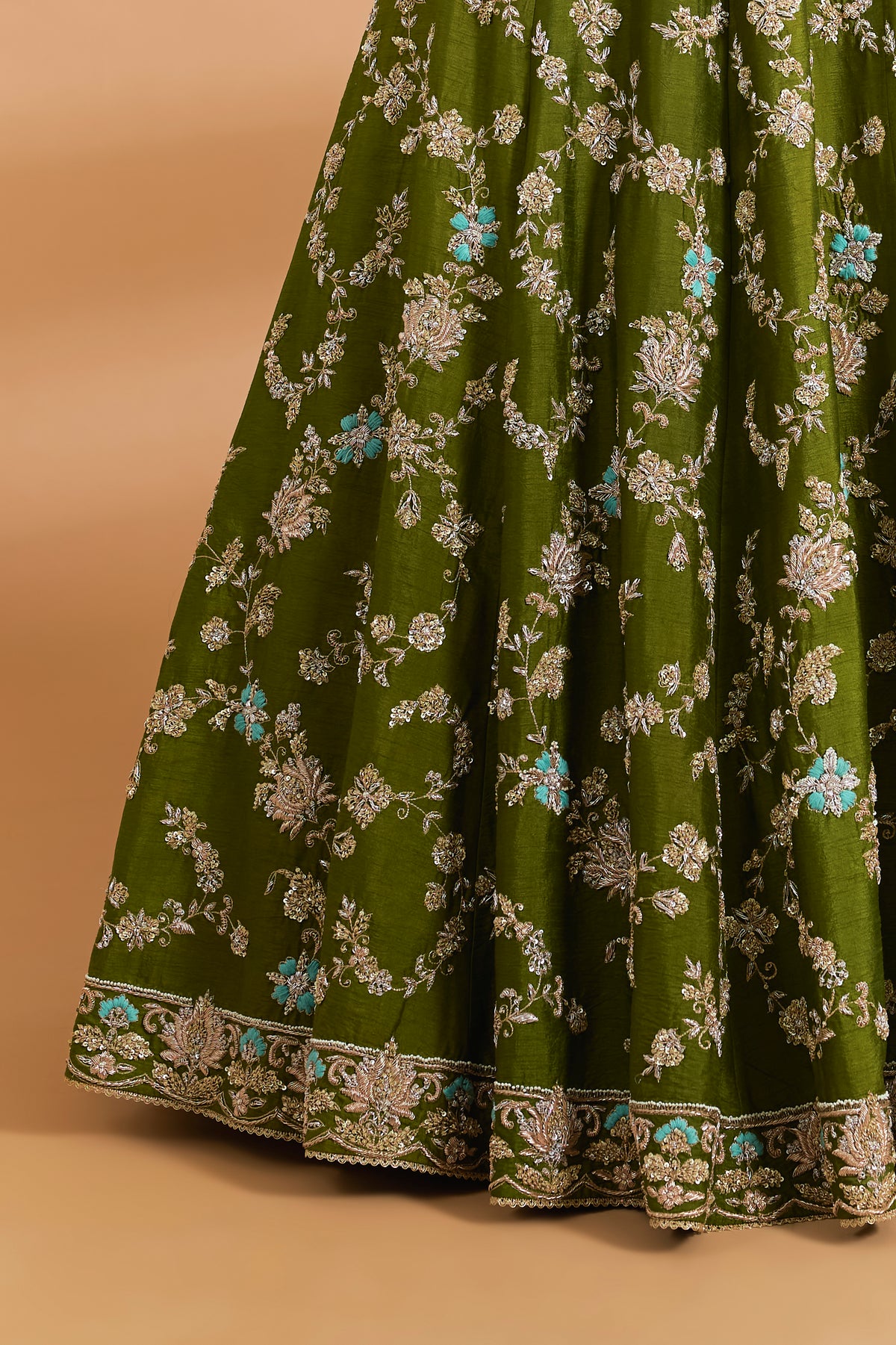 Olive Green Couture Lehenga Set - OLIVE GREEN - Lehengas - image 4