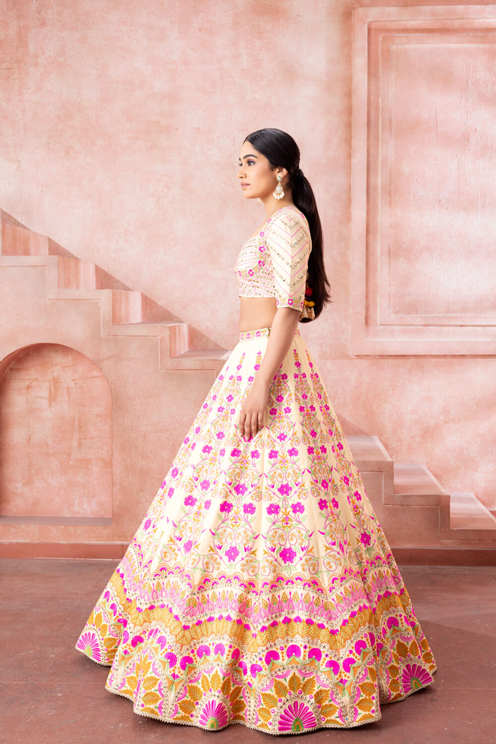 Gulnaz-Ivory Blossom  Lehenga