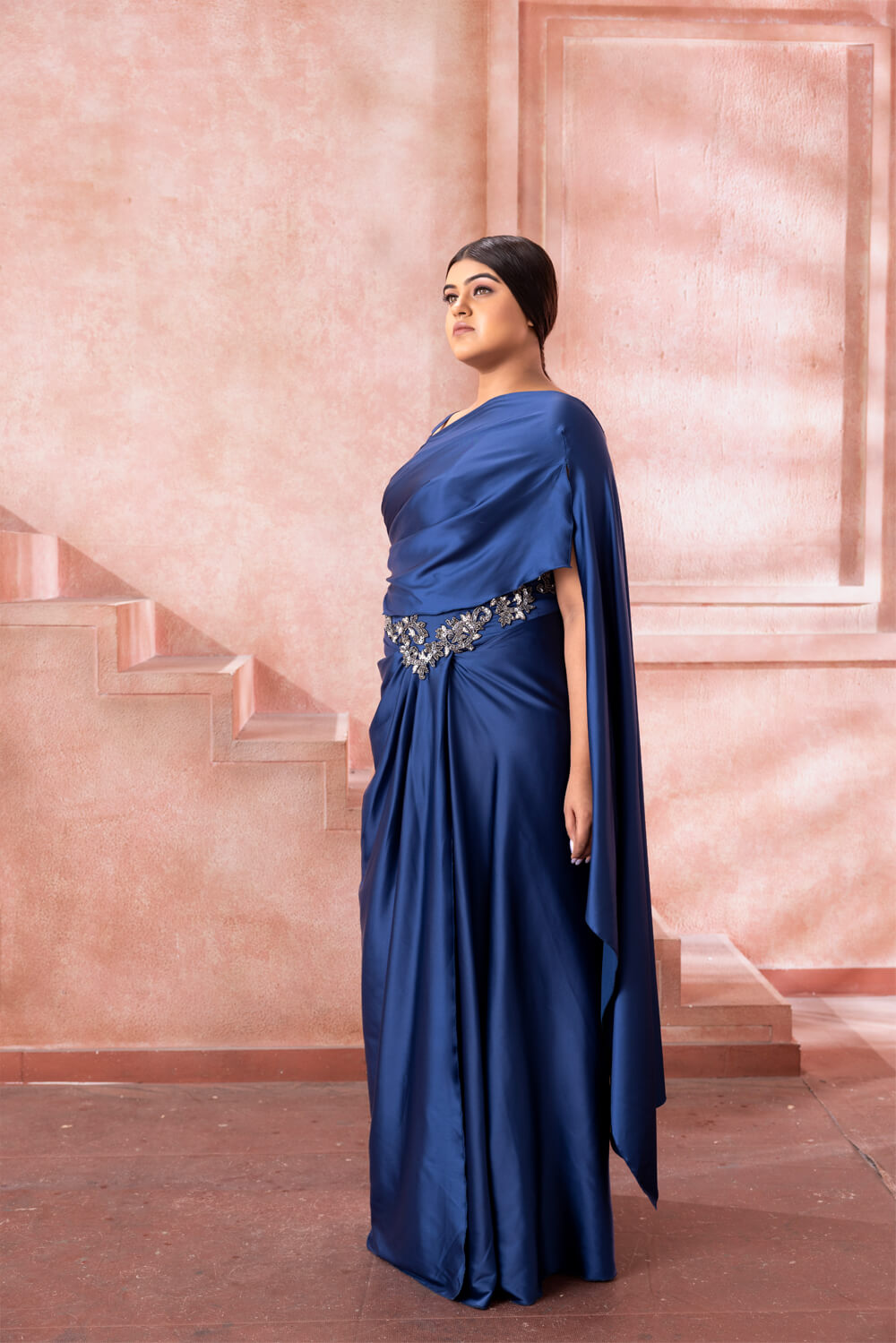 Sapphire Blue Saree Gown - NSL FASHION PVT LTD