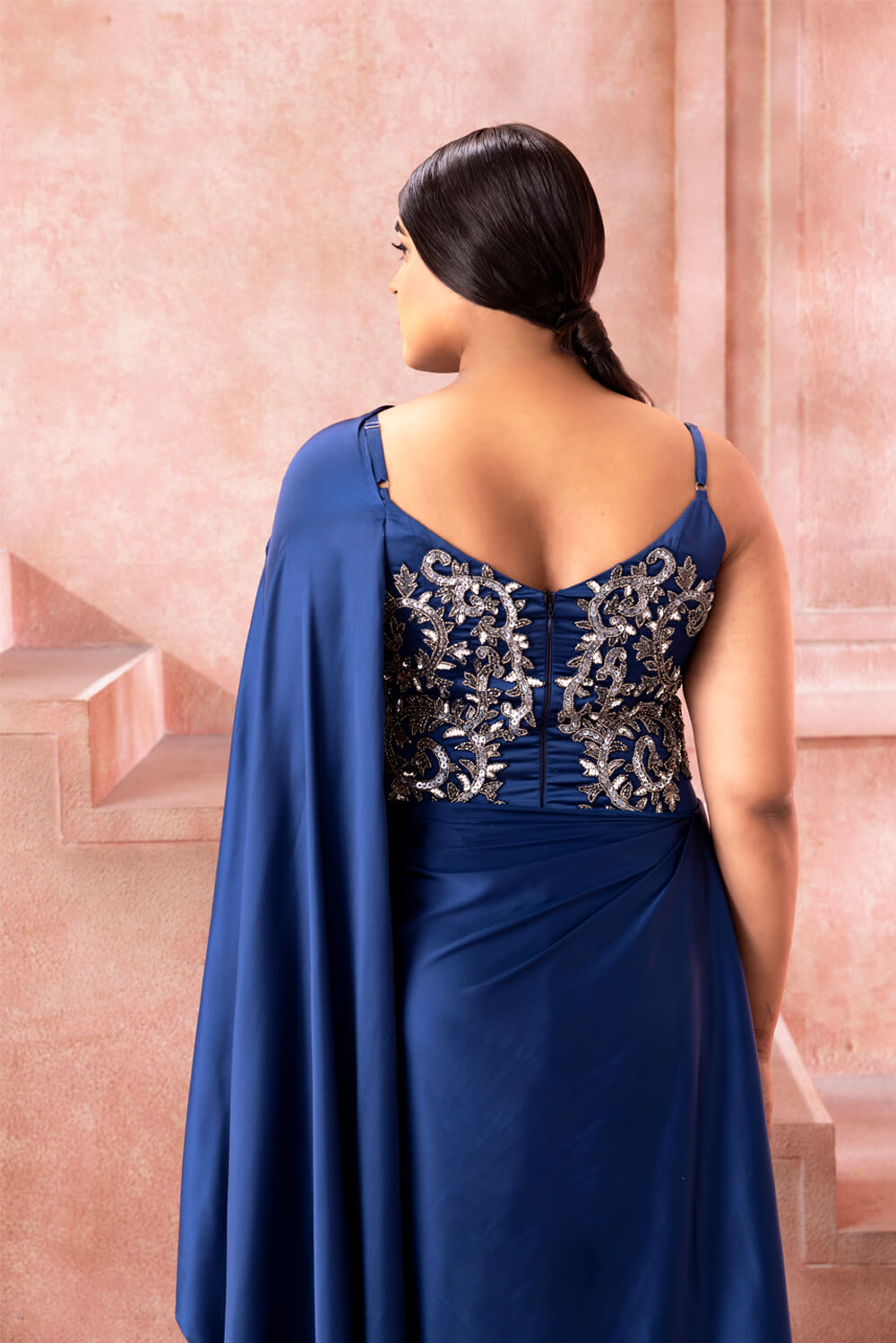 Sapphire Blue Saree Gown - NSL FASHION PVT LTD