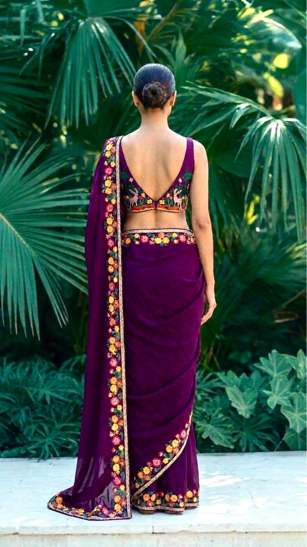 Plum Floral Saree