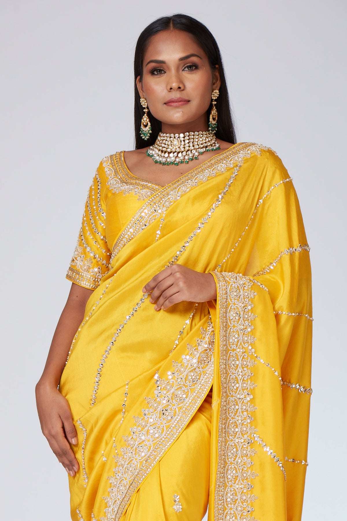Ishana Carnatin Yellow Saree set - NSL FASHION PVT LTD