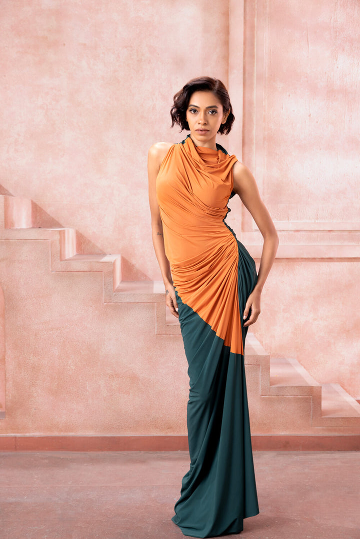 Amber- High neck Cowl Gown - NSL FASHION PVT LTD