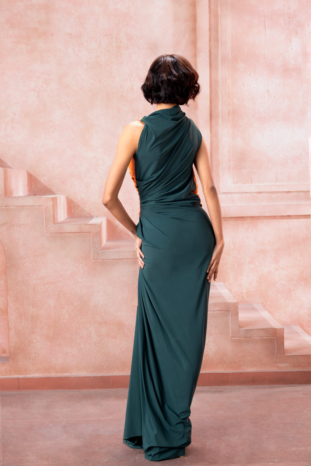 Amber- High neck Cowl Gown - NSL FASHION PVT LTD