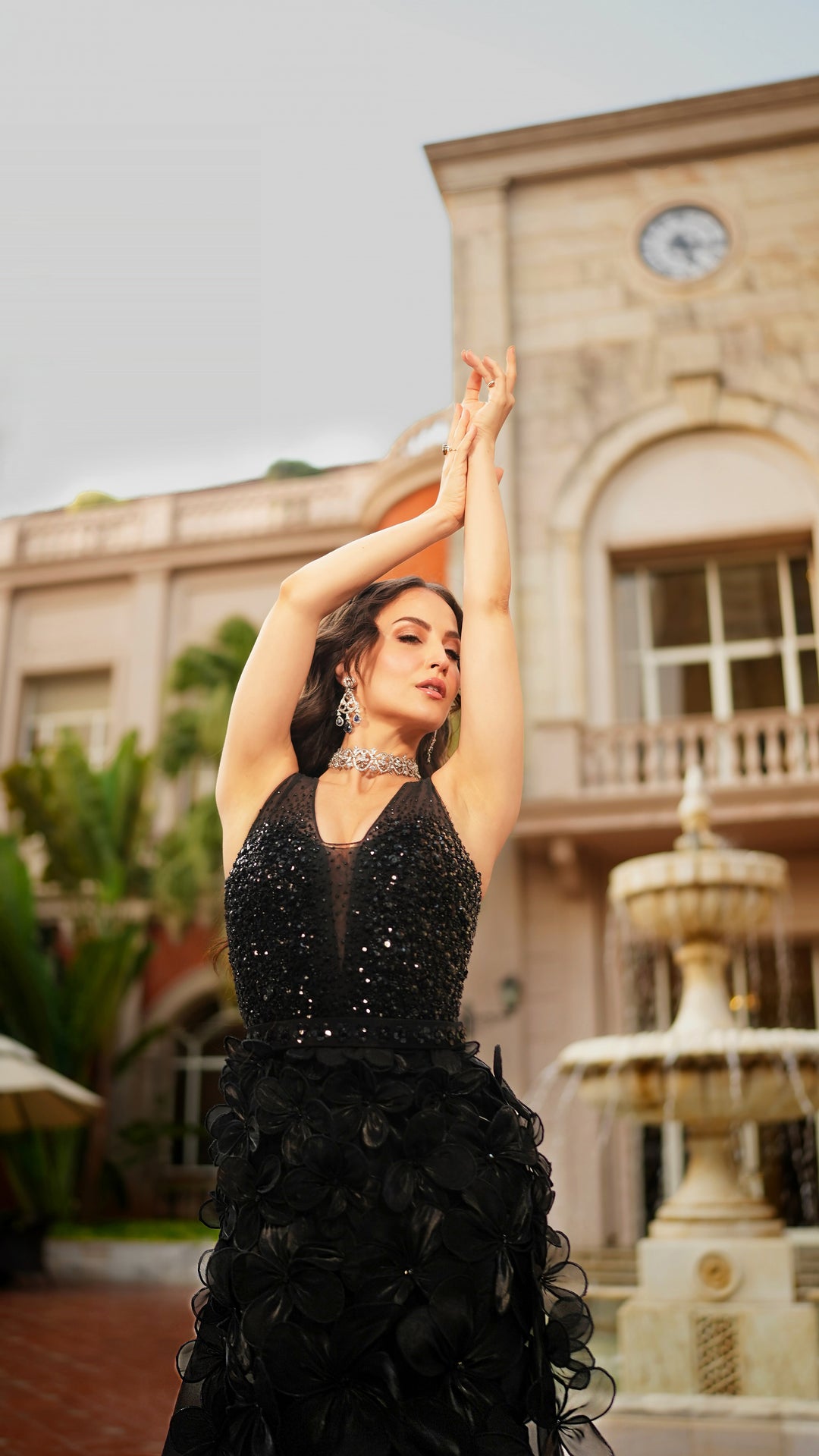 Midnight Elegance: Couture Black Sequin & Crystal Embellished Gown - NSL FASHION PVT LTD