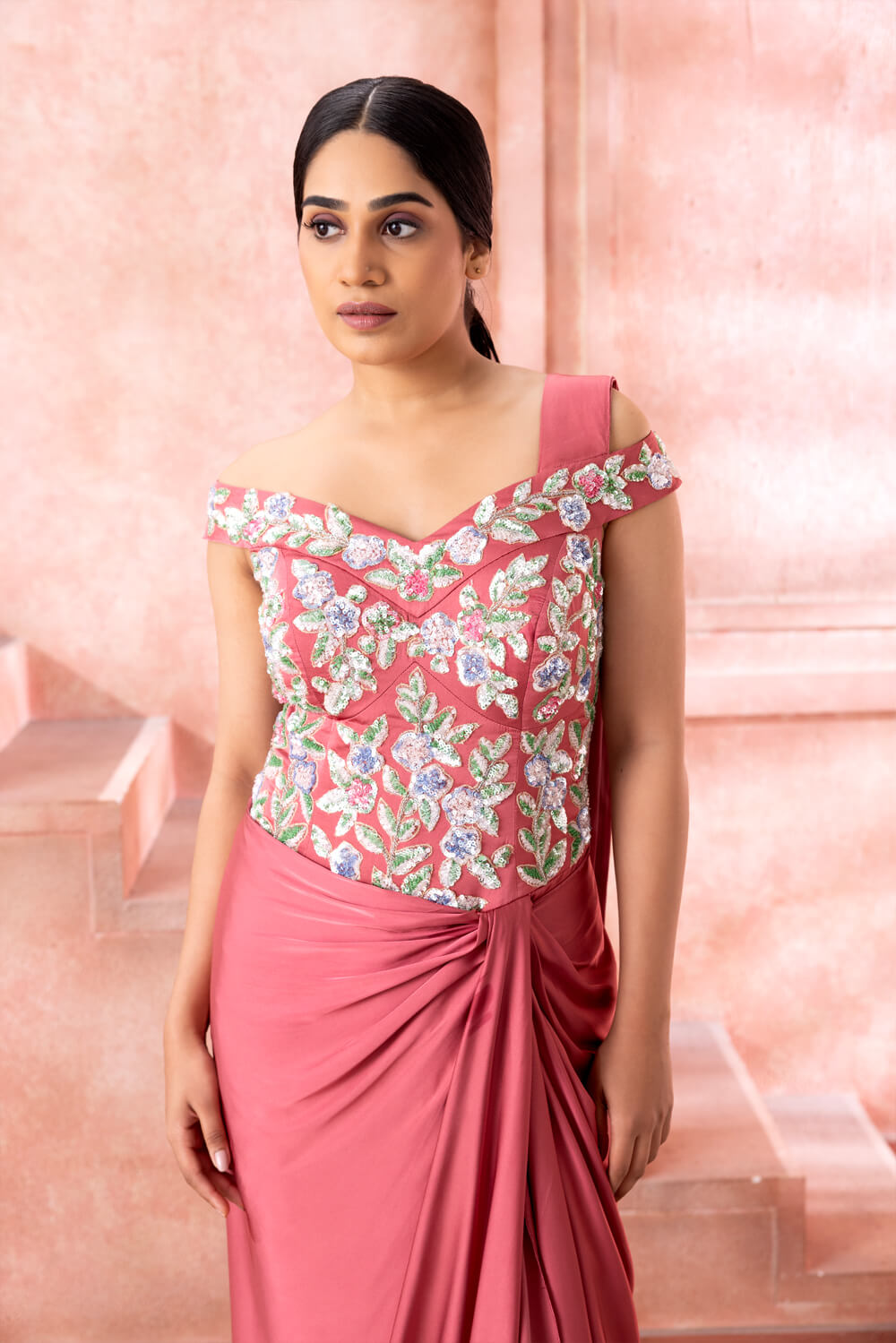 Blush Saree Gown - NSL FASHION PVT LTD
