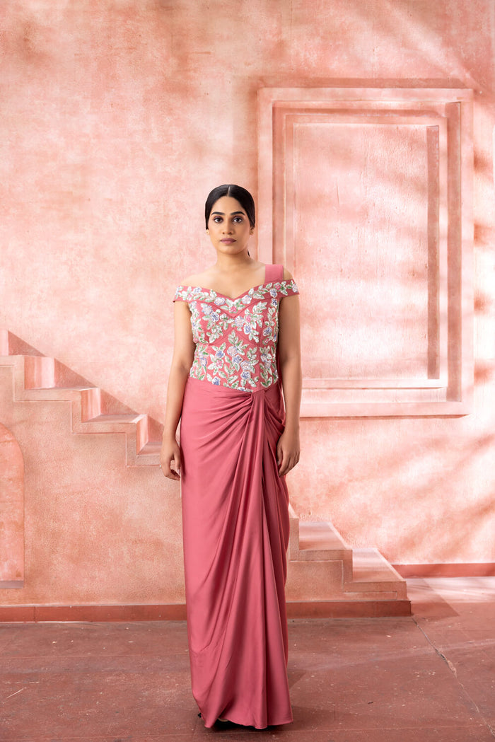 Blush Saree Gown - NSL FASHION PVT LTD