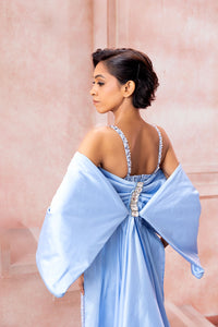 Cienna- Shimmering Corset Gown with Cape - NSL FASHION PVT LTD