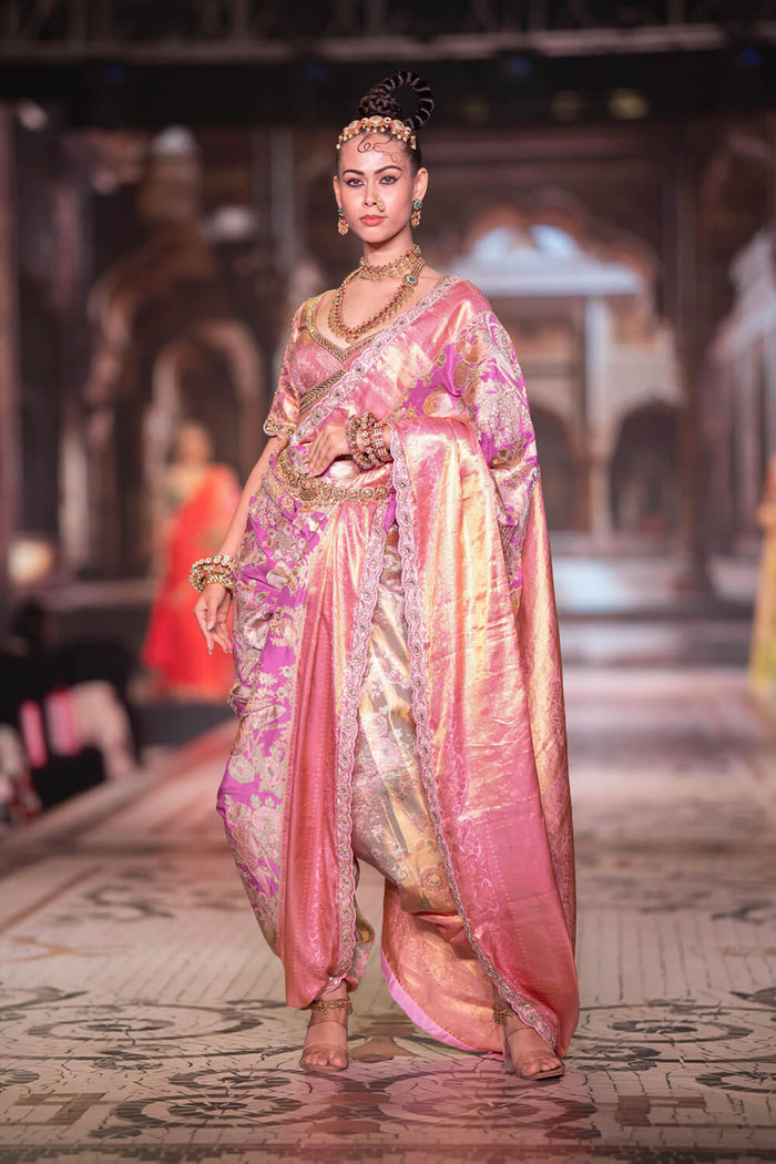 Neeta Lulla Peshwai front view - Royal Plum Kanjivaram saree for weddings, Mumbai and worldwide