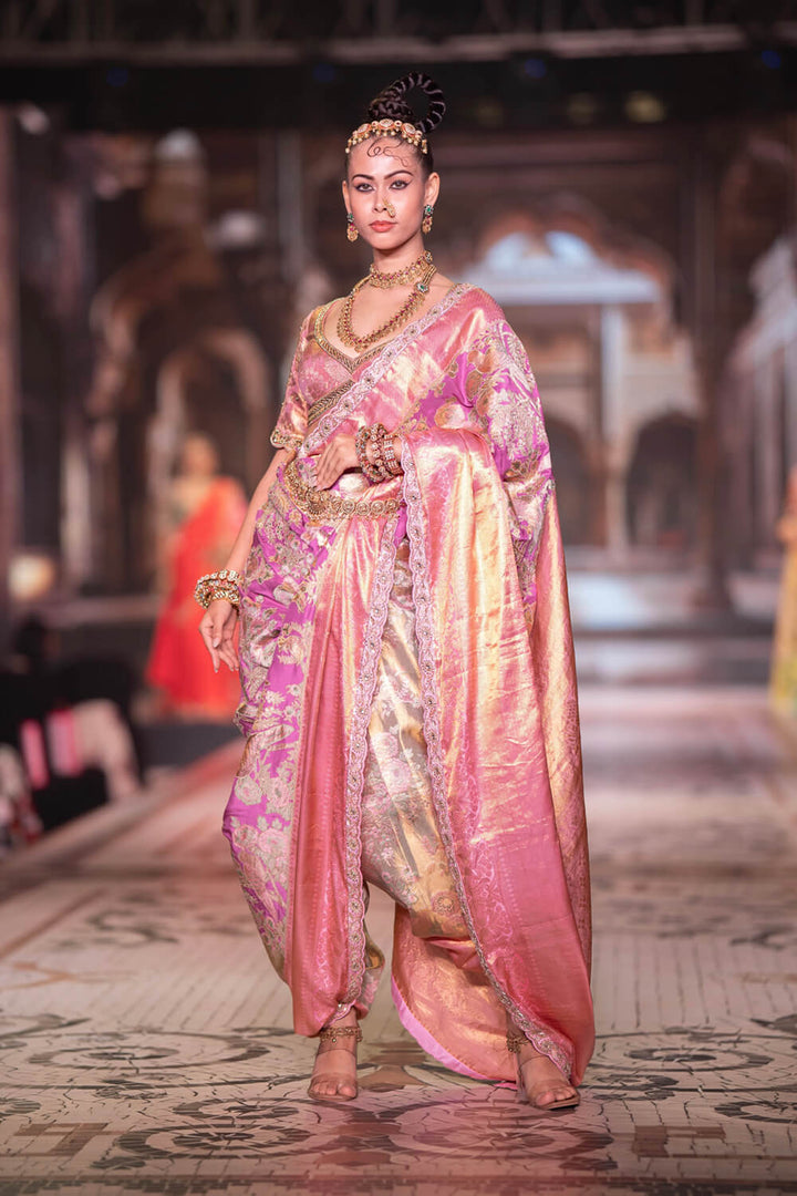 Neeta Lulla Peshwai front view - Royal Plum Kanjivaram saree for weddings, Mumbai and worldwide