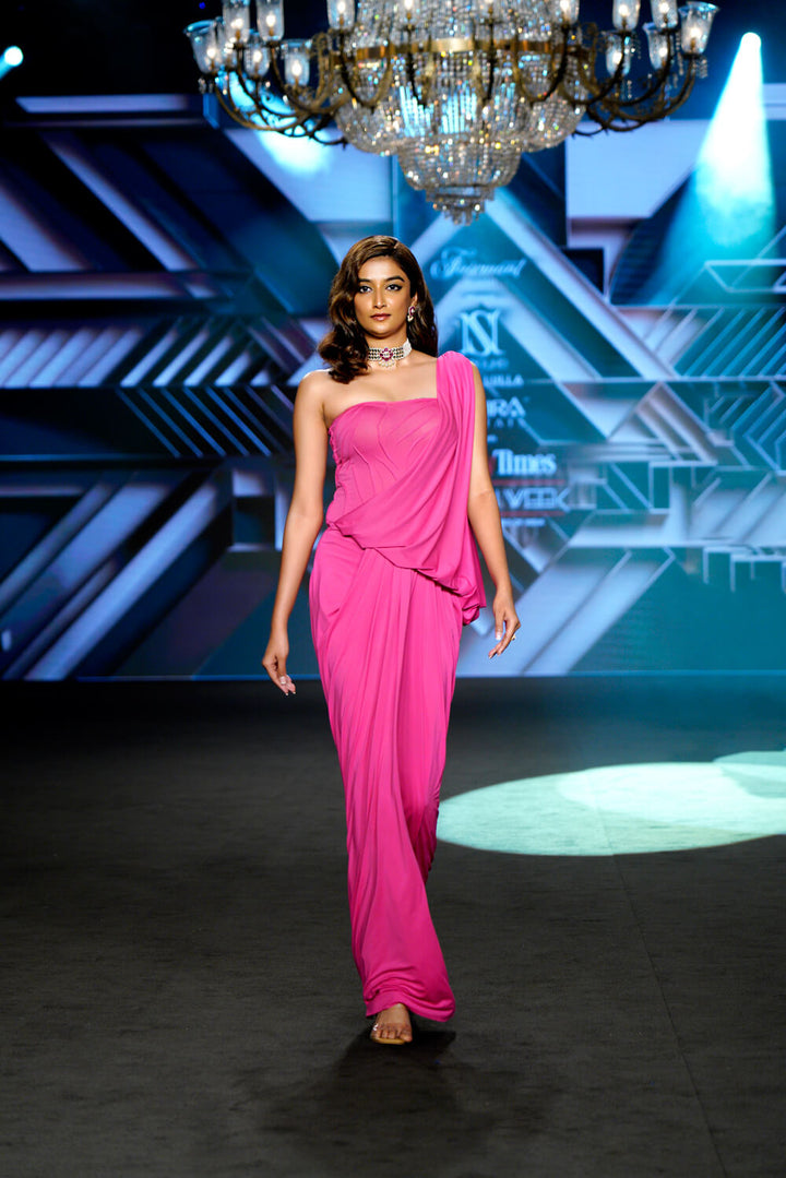 Renee- Hot Pink Saree gown
