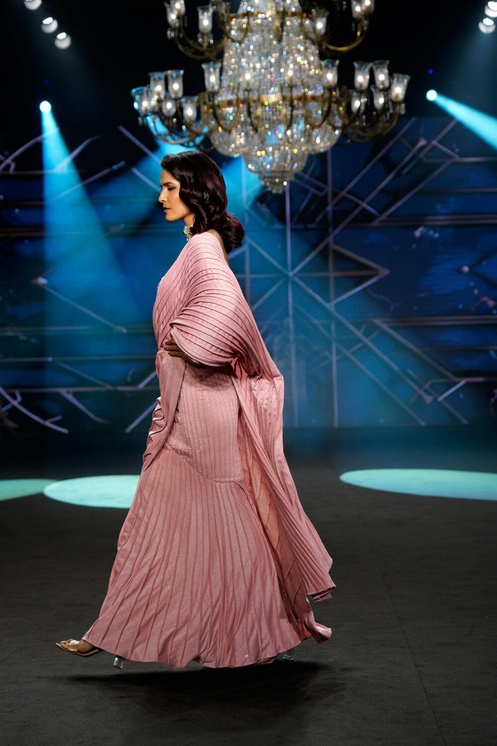 Mae - Salmon Pink Saree Gown