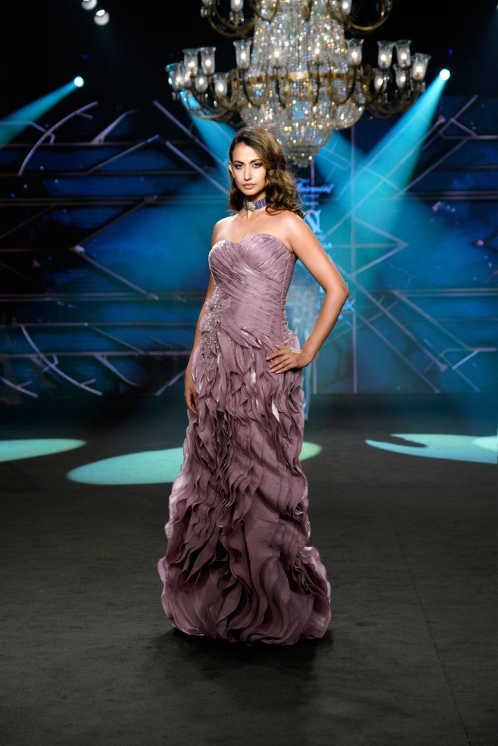 Erica - Mauvewood Strapless Gown