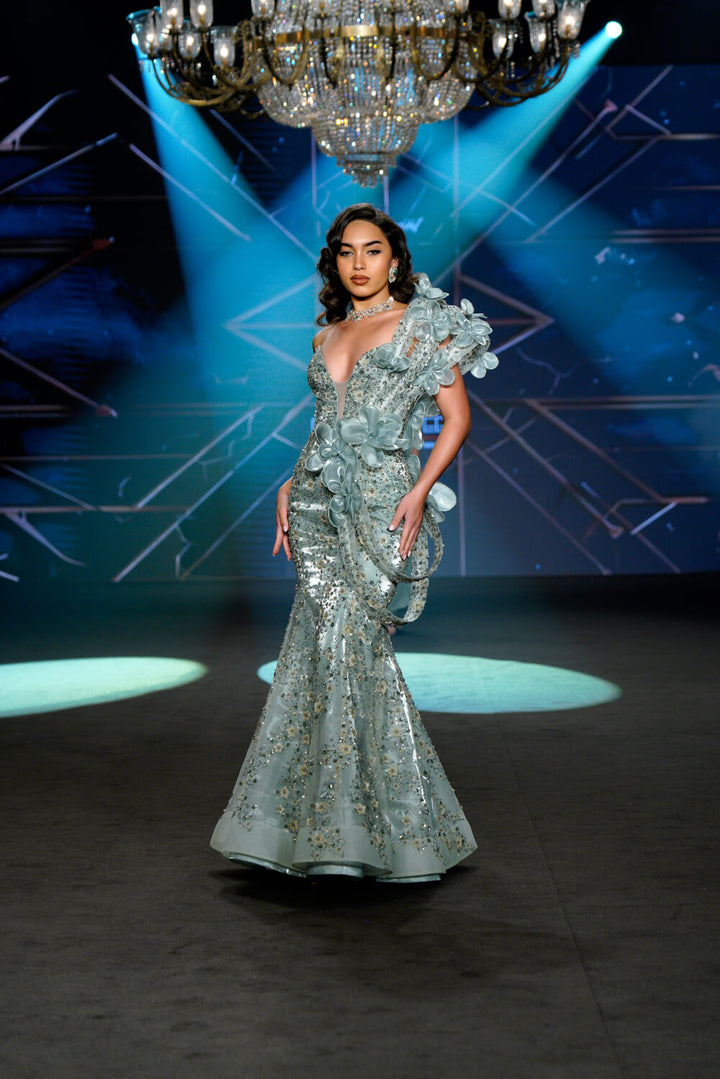 Azure - Aqua Green Sequin Mermaid Gown