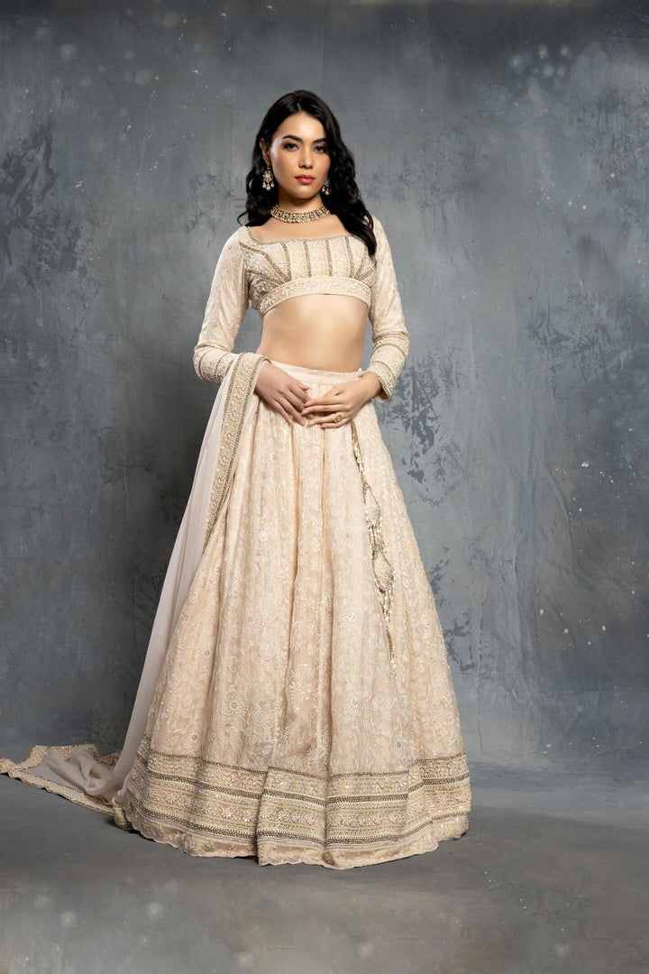 Tropical Elegance Embroidered Lehenga Set with Chiffon Dupatta - NSL FASHION PVT LTD