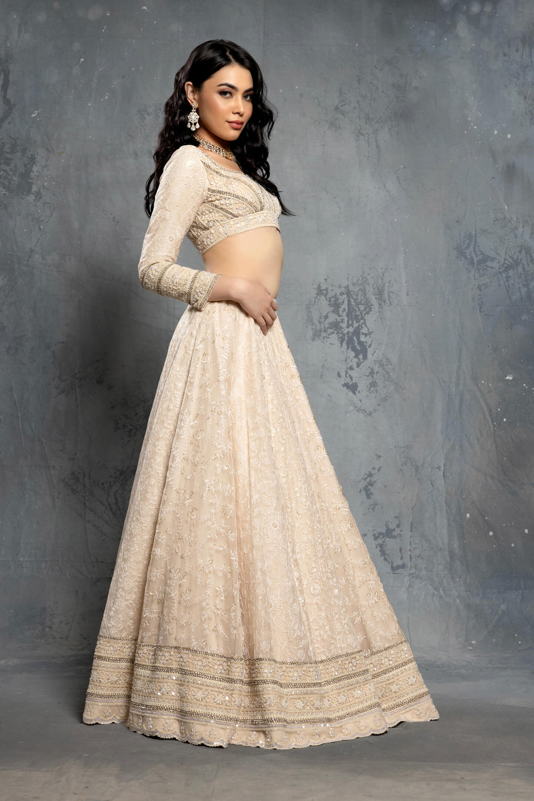 Tropical Elegance Embroidered Lehenga Set with Chiffon Dupatta - NSL FASHION PVT LTD
