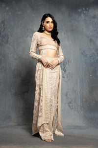 Ecru Threadwork Embroidered Concept Saree - NSL FASHION PVT LTD