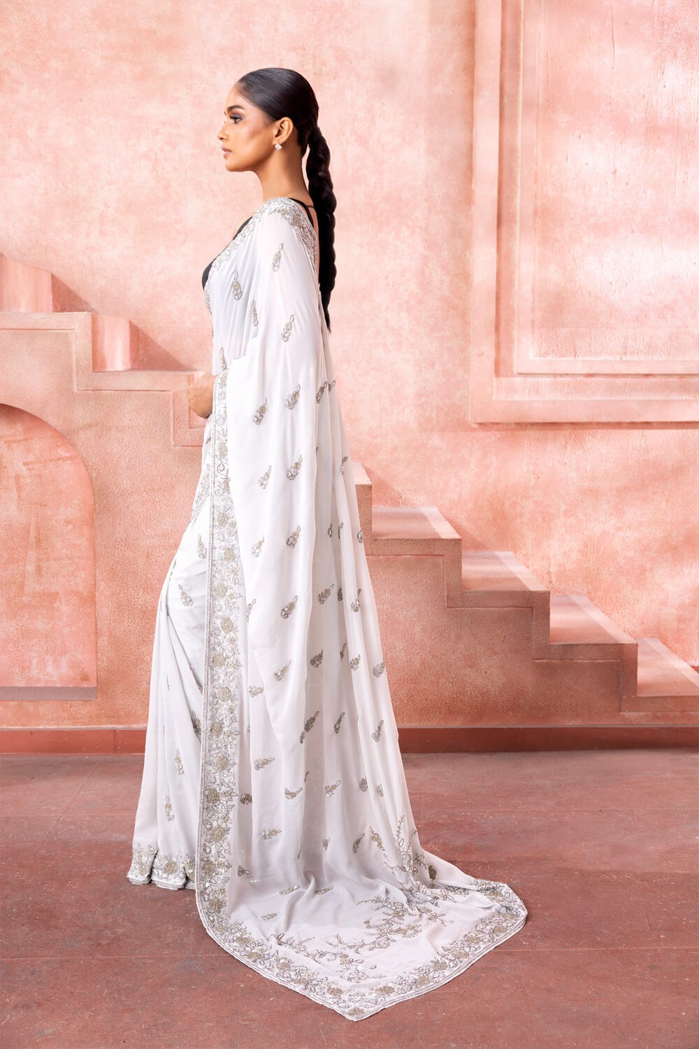 Embellished Chiffon Saree - NSL FASHION PVT LTD