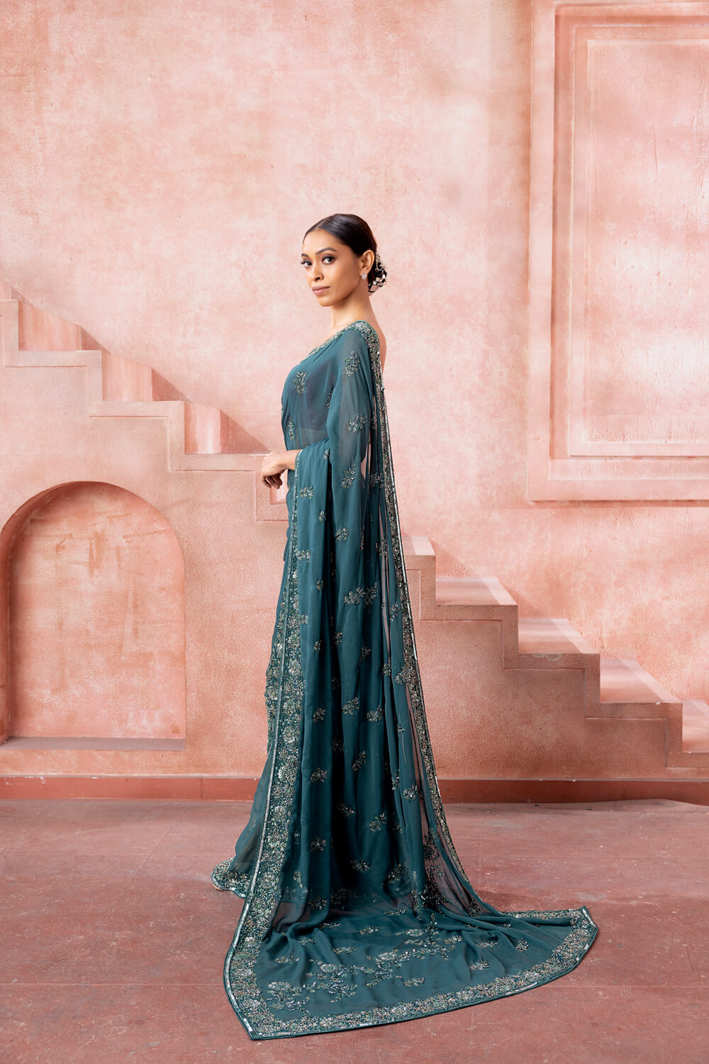 Embellished Chiffon Saree - NSL FASHION PVT LTD