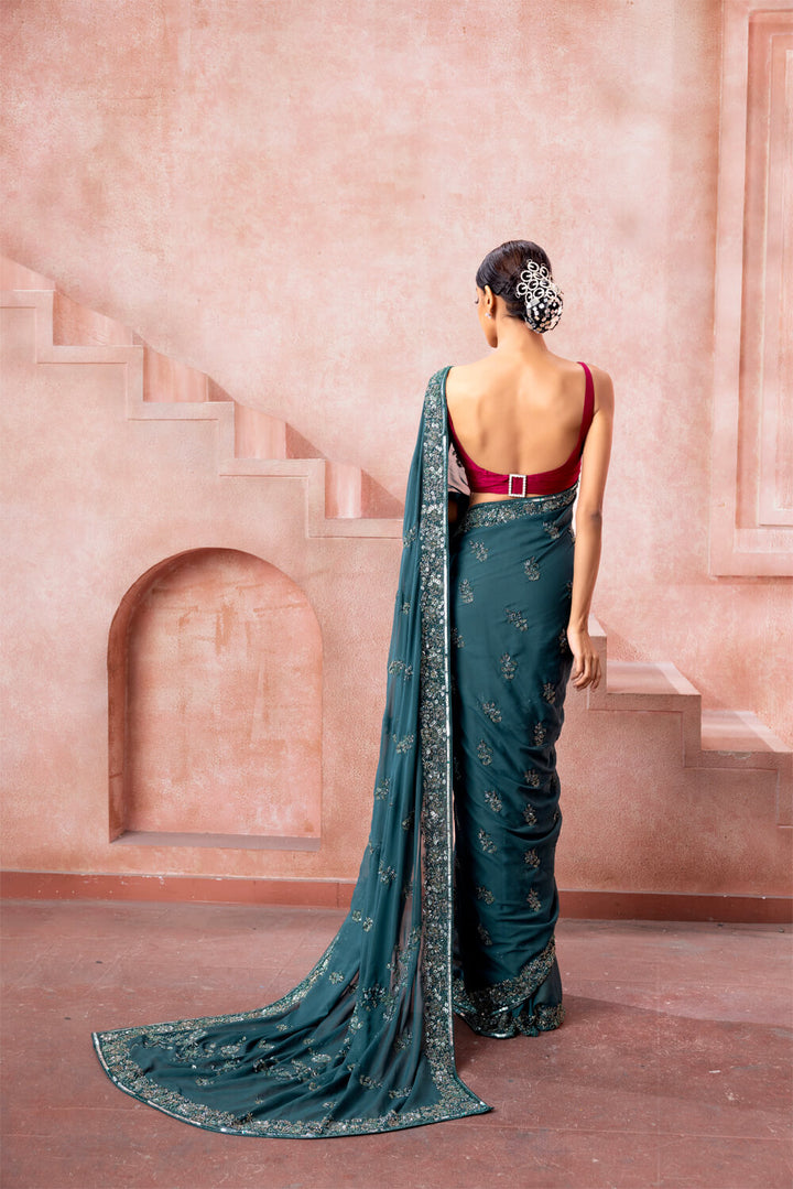 Embellished Chiffon Saree - NSL FASHION PVT LTD