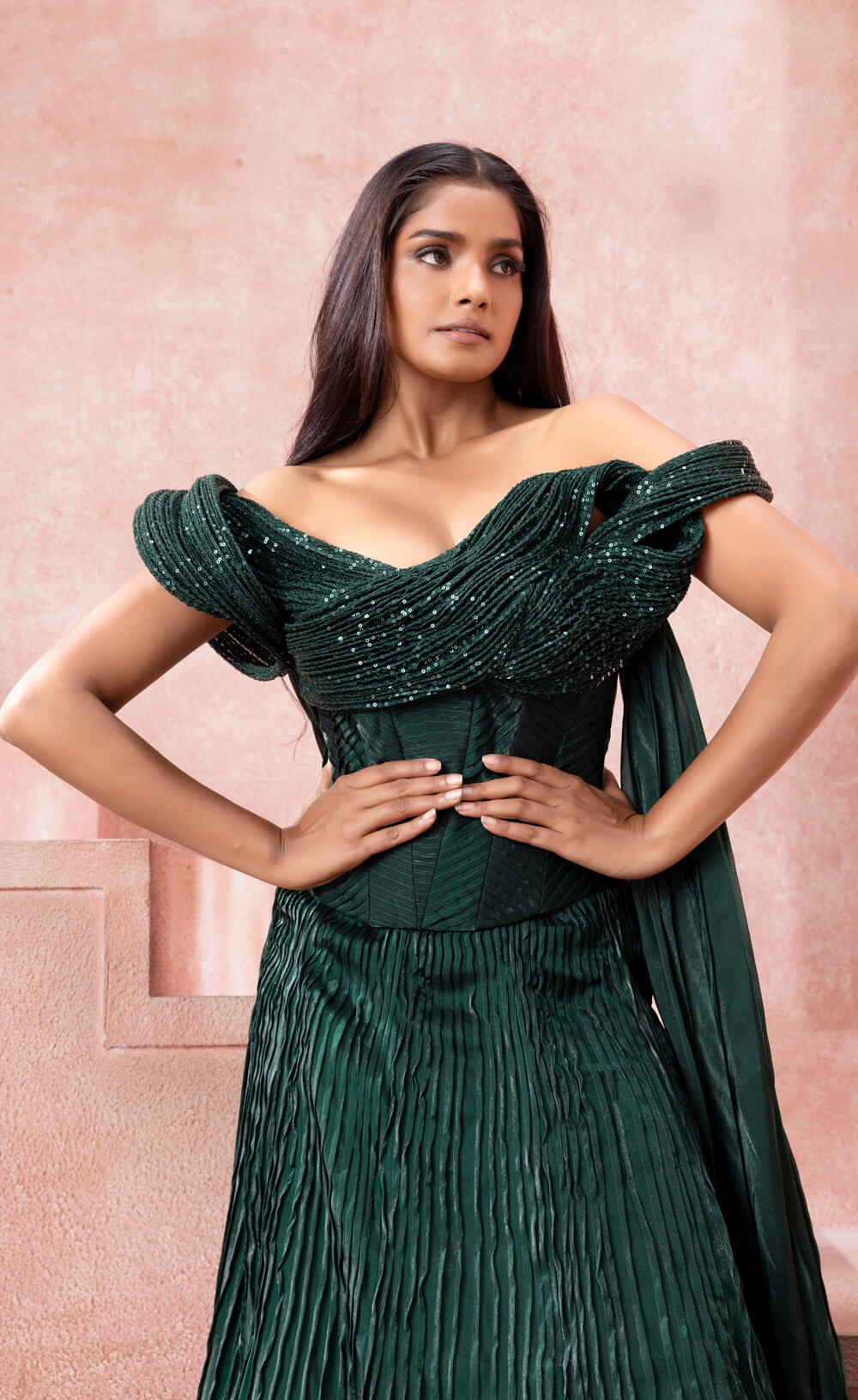 Emerald Symphony - Skirt Set - NSL FASHION PVT LTD