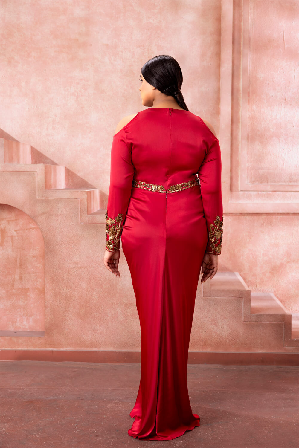 Enya- Rose Pink Embellished Gown - NSL FASHION PVT LTD
