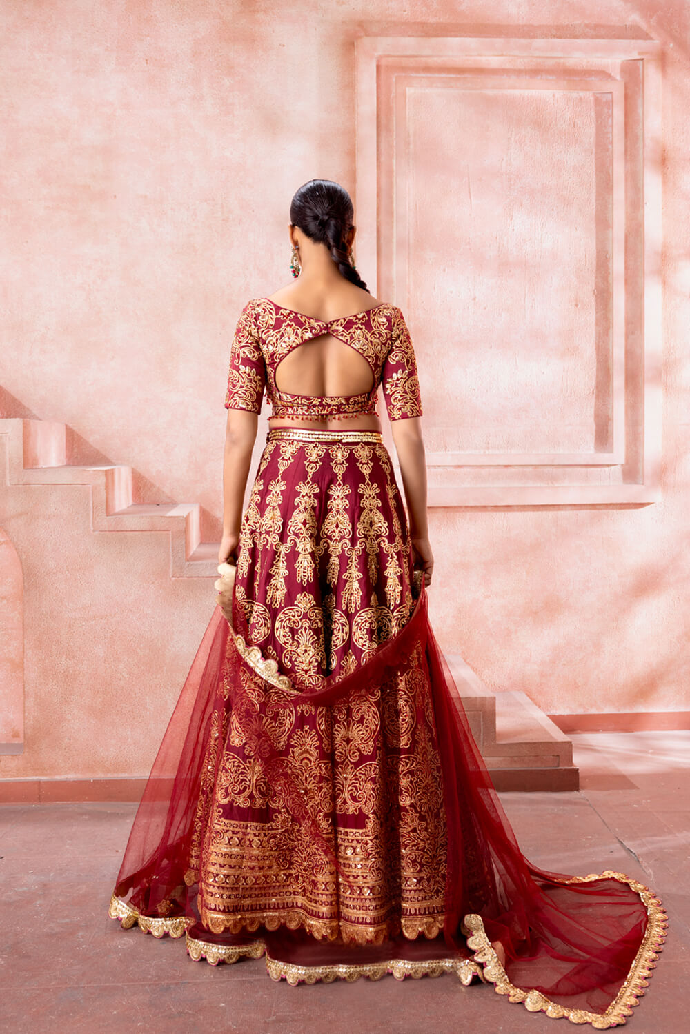 Gulnar- Regal Maroon Lehenga - NSL FASHION PVT LTD