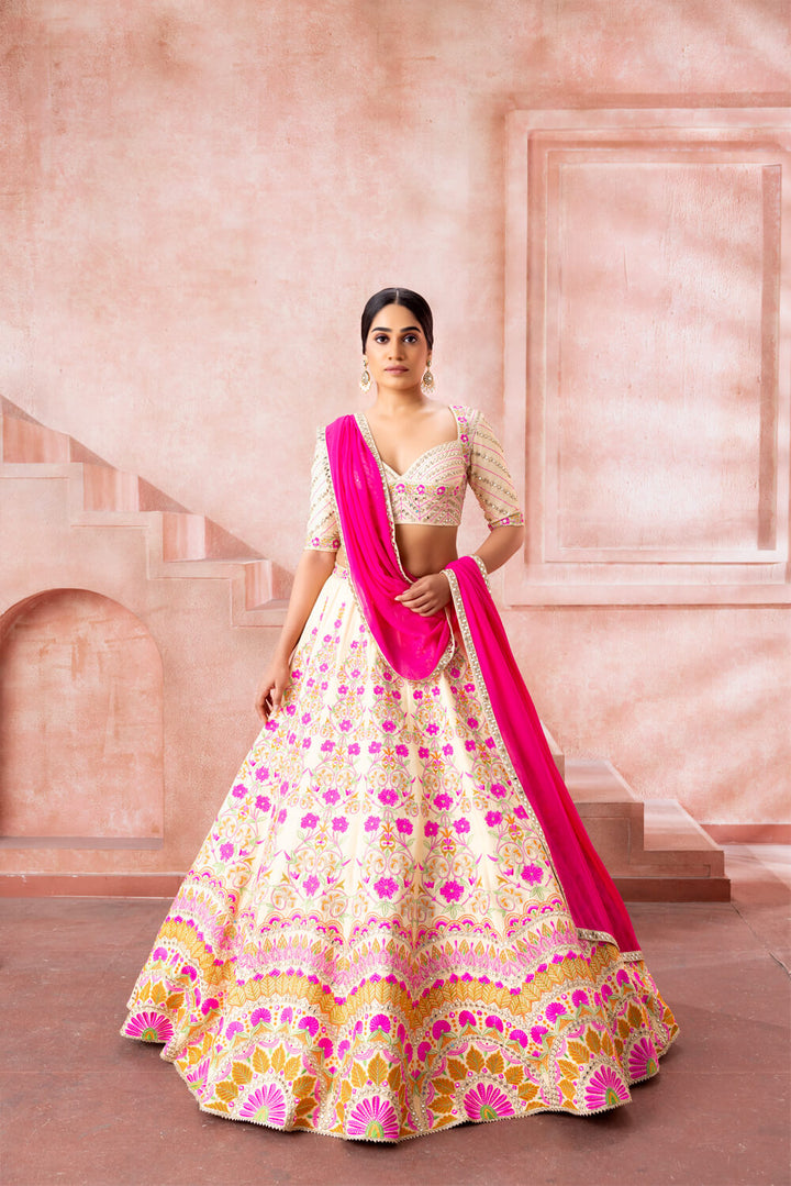 Gulnaz-Ivory Blossom  Lehenga - NSL FASHION PVT LTD