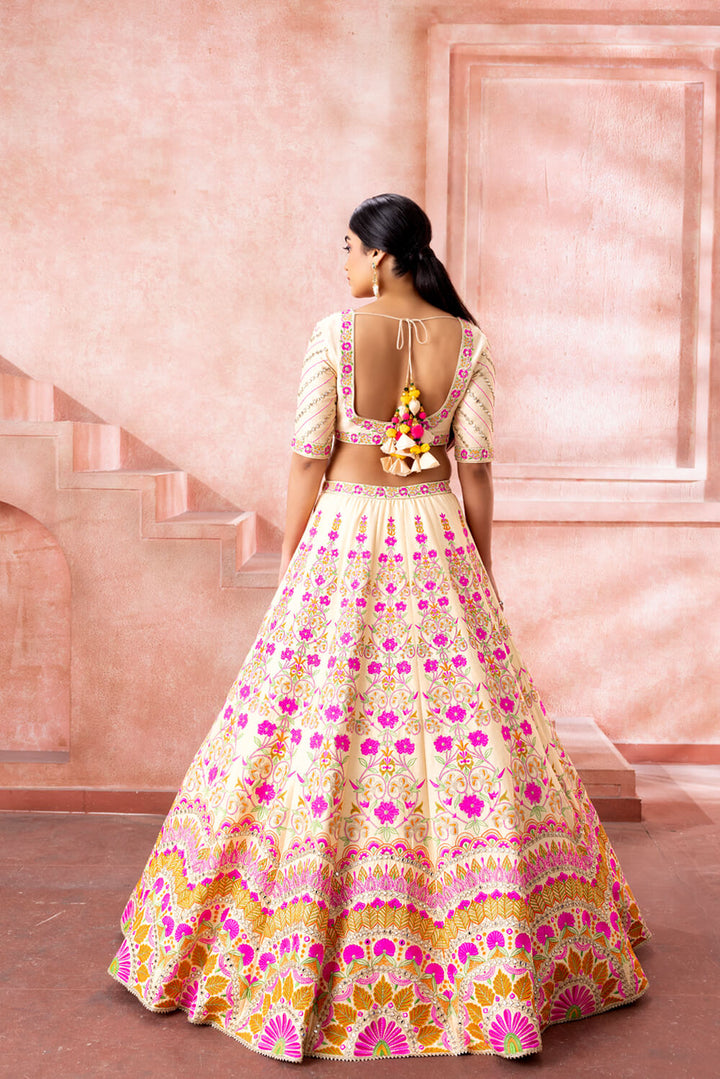 Gulnaz-Ivory Blossom  Lehenga - NSL FASHION PVT LTD