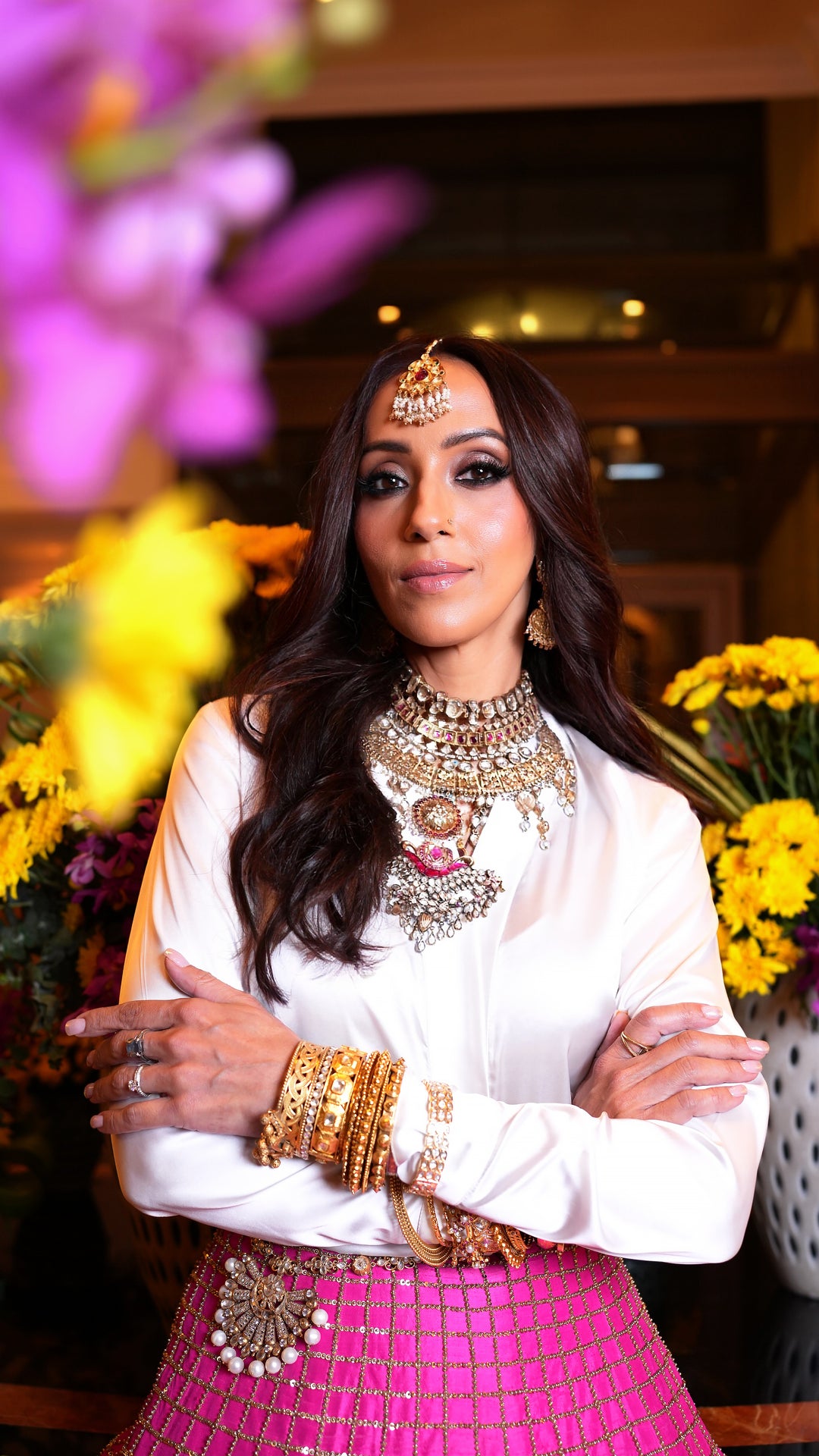 Zardozi Embellished Hot Pink Lehenga with Floral & Geometric Designs - NSL FASHION PVT LTD