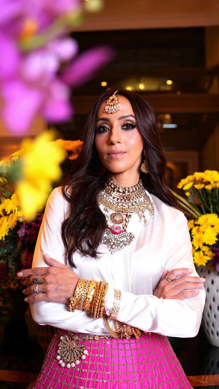 Zardozi Embellished Hot Pink Lehenga with Floral & Geometric Designs - NSL FASHION PVT LTD