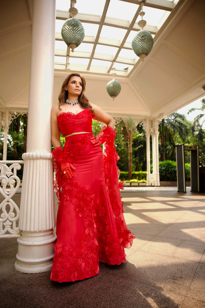 Crimson Red Skirt Set