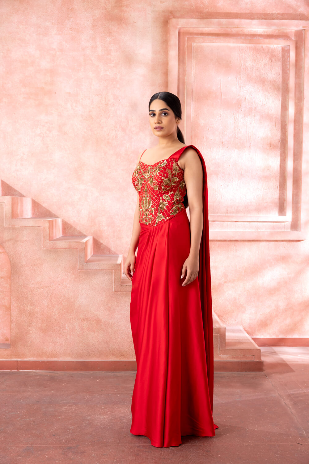 chinese dress ladies Plus Size Sizzling Bottle Green Embellished Georgette Drape Saree with –  DESINOOR.COM