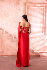 Imperial Red Saree Gown - NSL FASHION PVT LTD