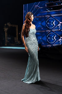 Isla - Strapless Gown with Metallic Hand Embellishment - NSL FASHION PVT LTD