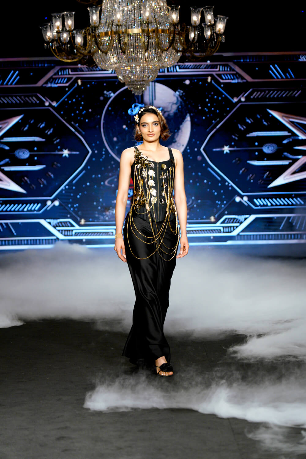 Ivara- Black Satin Gown - NSL FASHION PVT LTD