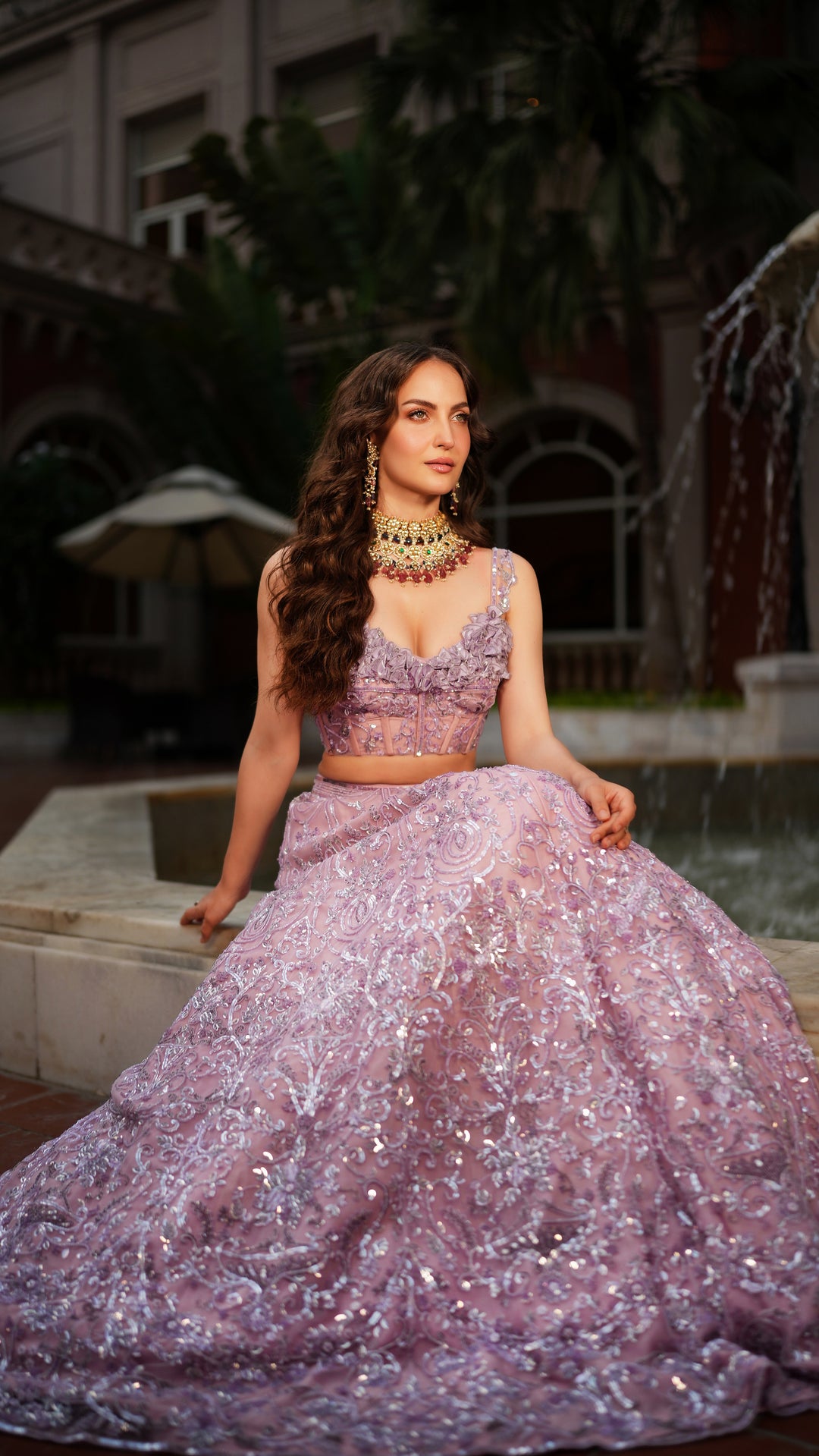 Lavender Embroidered Lehenga Set - NSL FASHION PVT LTD