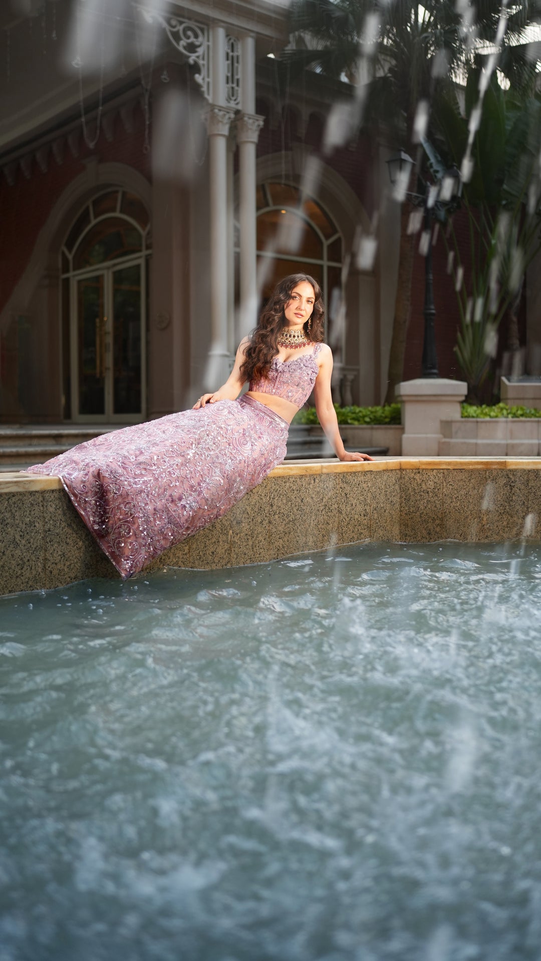 Lavender Embroidered Lehenga Set - NSL FASHION PVT LTD