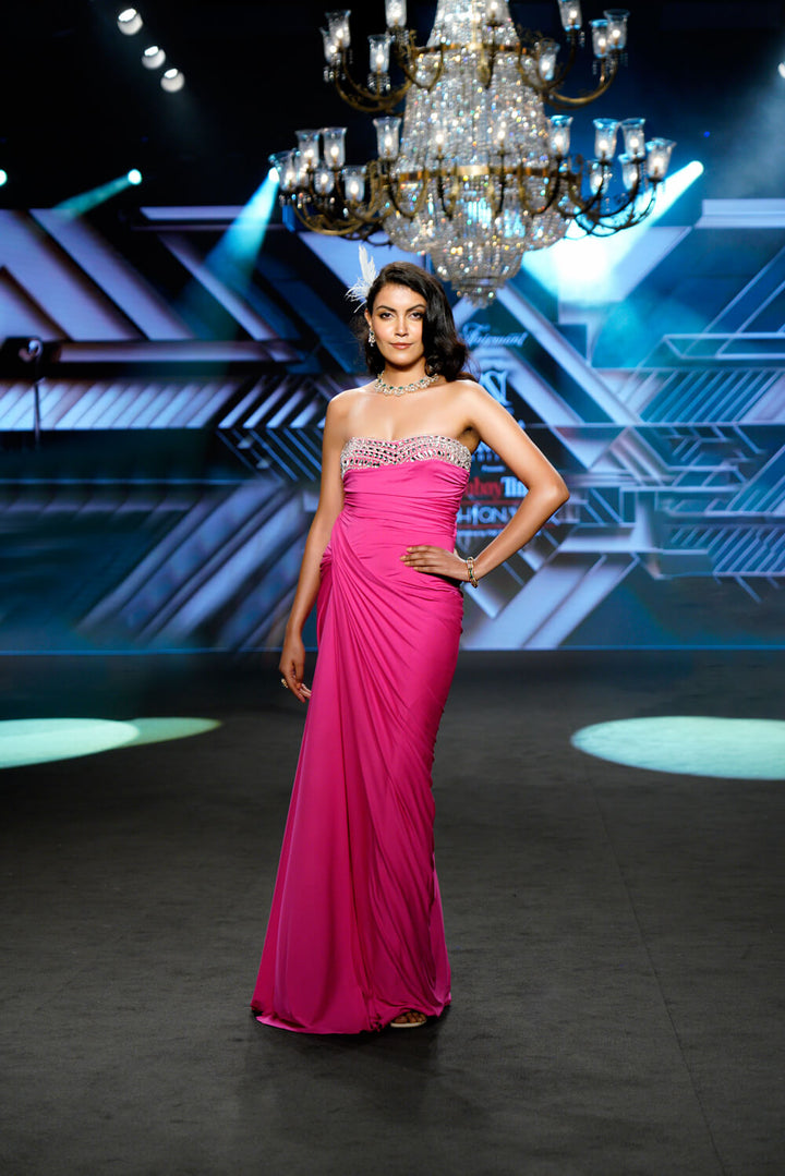 Lola - Hot Pink Cocktail Gown - NSL FASHION PVT LTD