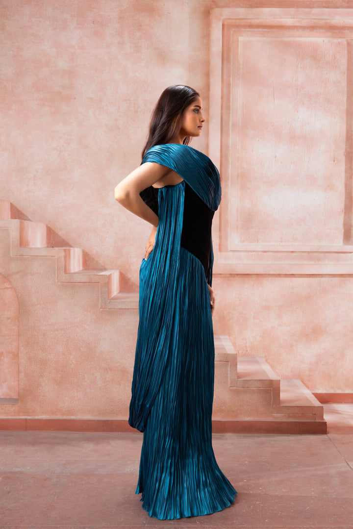 Marina - Sea Green Pleated Gown - NSL FASHION PVT LTD
