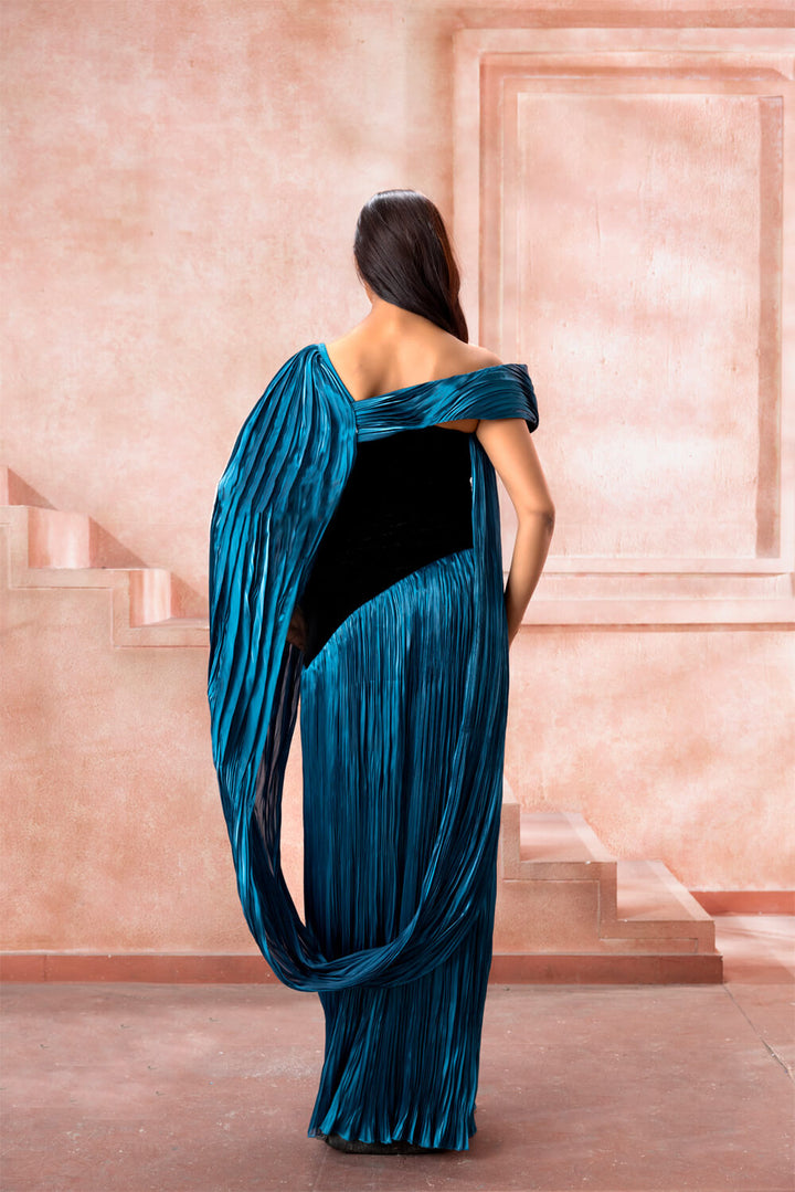 Marina - Sea Green Pleated Gown - NSL FASHION PVT LTD