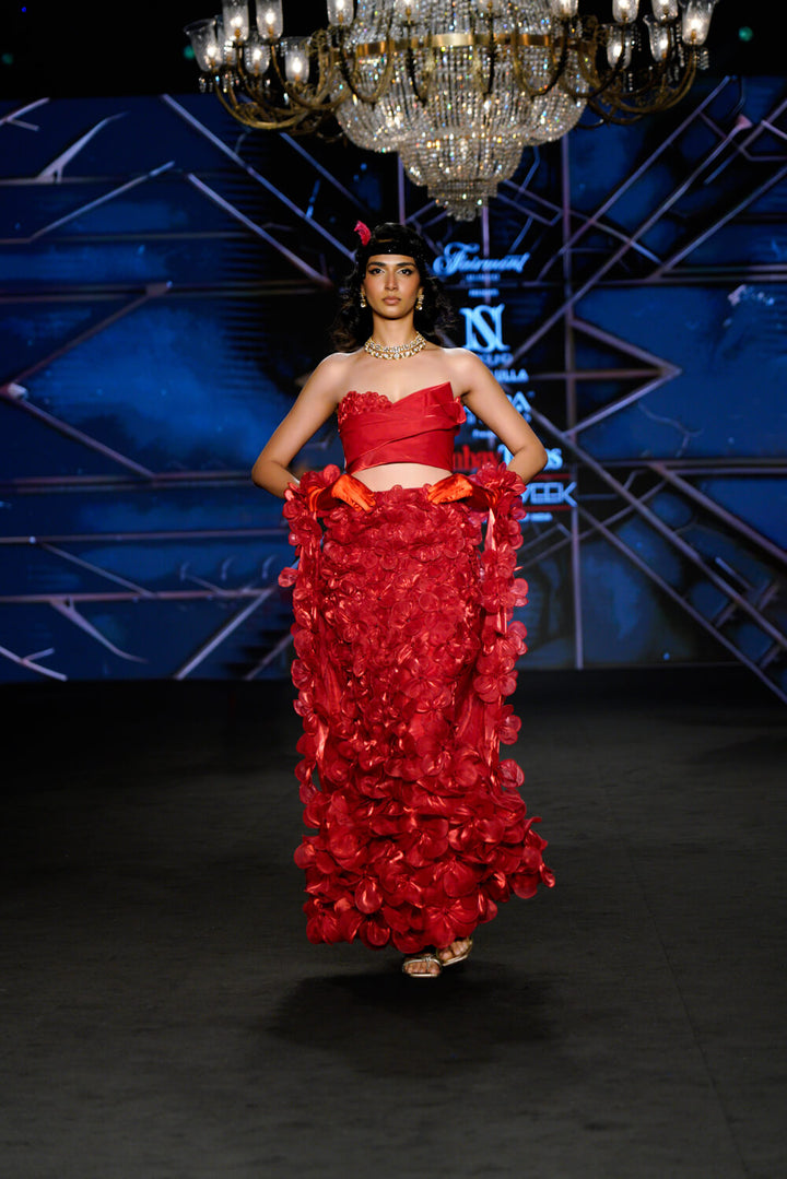 Mawar - Crimson Red Skirt Set - NSL FASHION PVT LTD