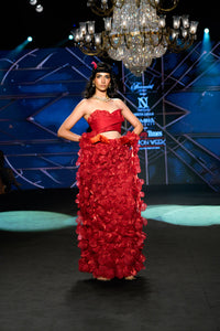 Mawar - Crimson Red Skirt Set - NSL FASHION PVT LTD