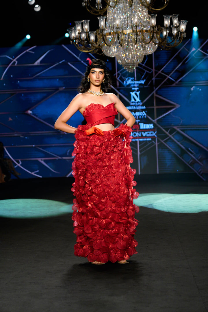 Mawar - Crimson Red Skirt Set - NSL FASHION PVT LTD