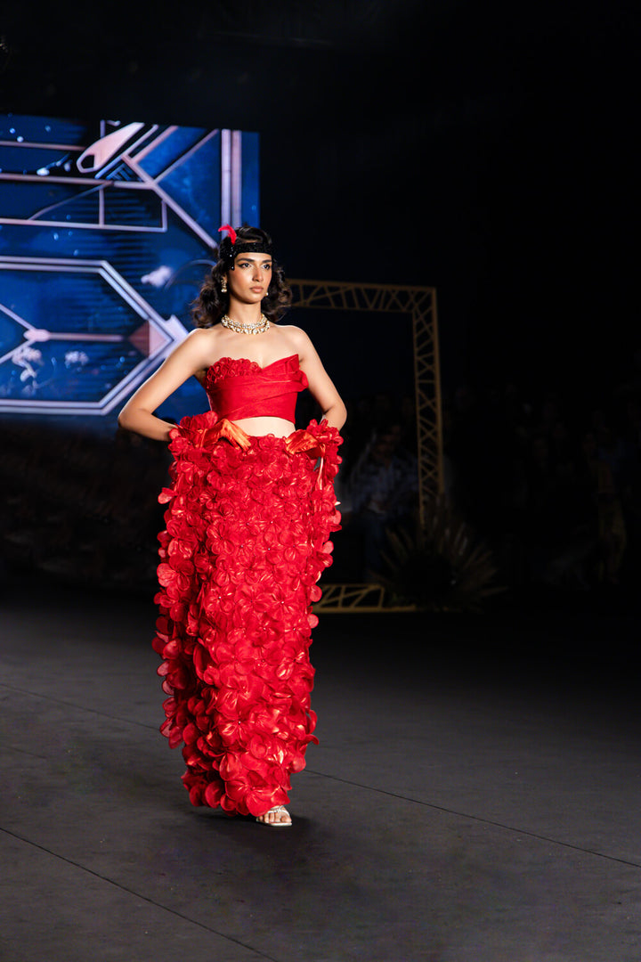 Mawar - Crimson Red Skirt Set - NSL FASHION PVT LTD