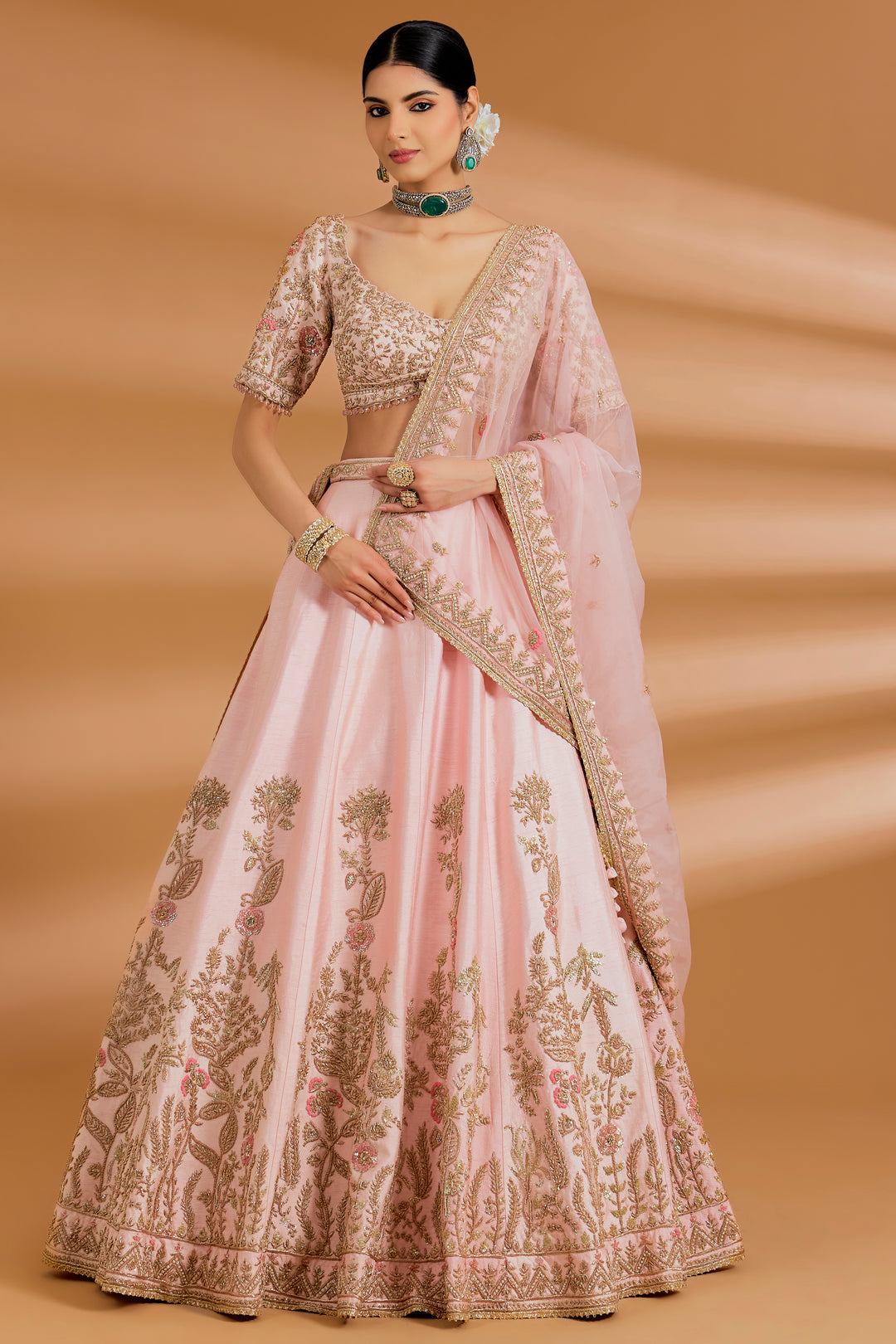 Blush Pink Couture Lehenga Set - BLUSH PINK - Lehengas - image 1
