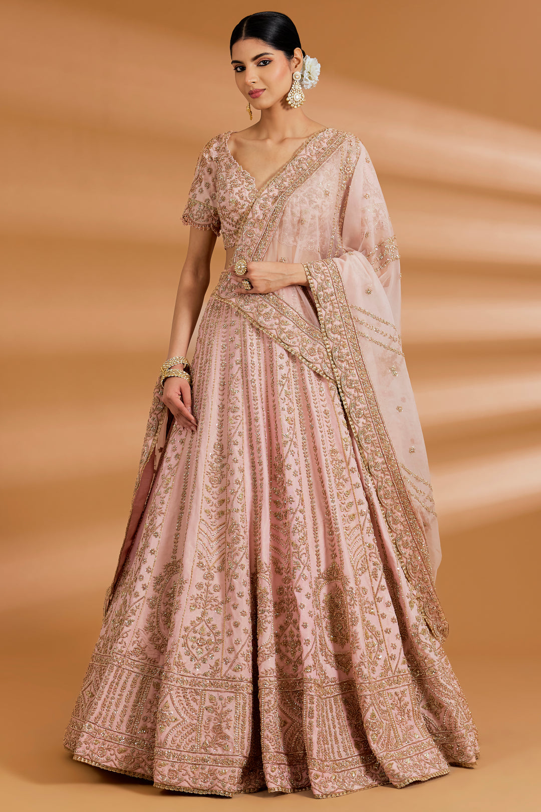 Blush Pink Bridal Couture Lehenga Set - BLUSH PINK - Lehengas - image 1