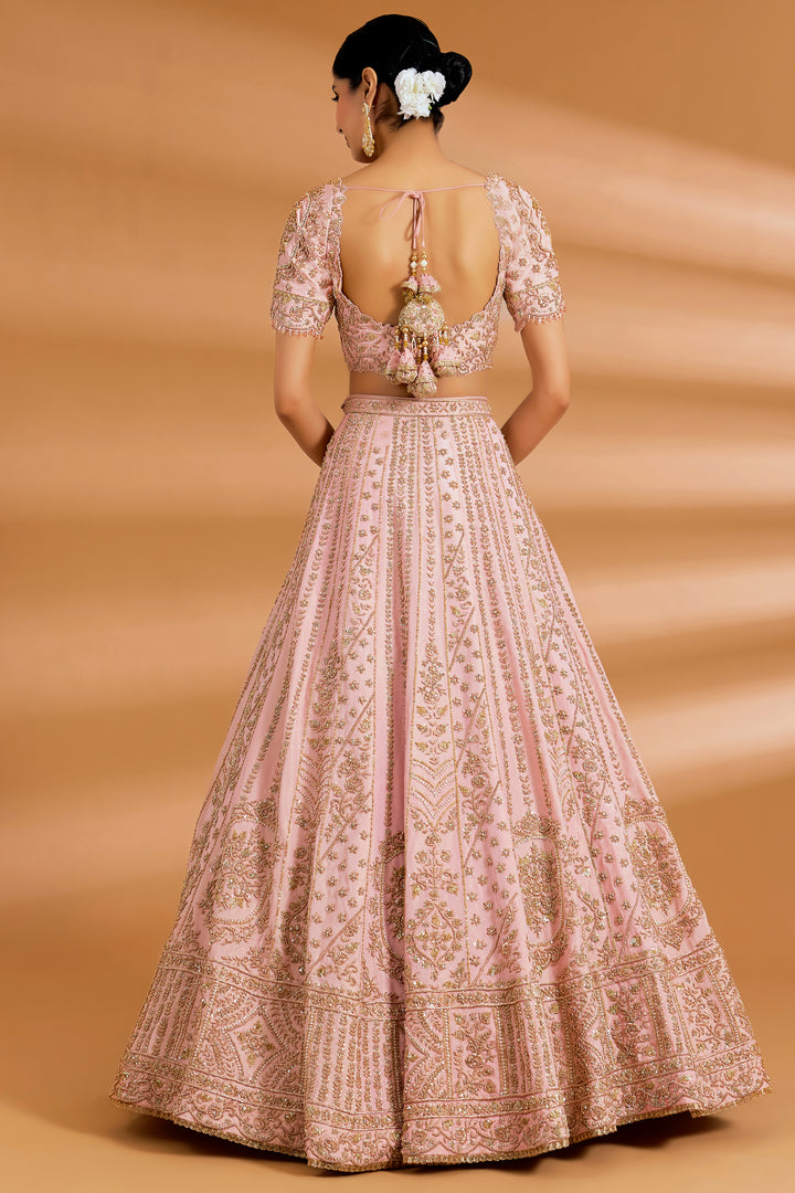 Blush Pink Bridal Couture Lehenga Set - BLUSH PINK - Lehengas - image 2