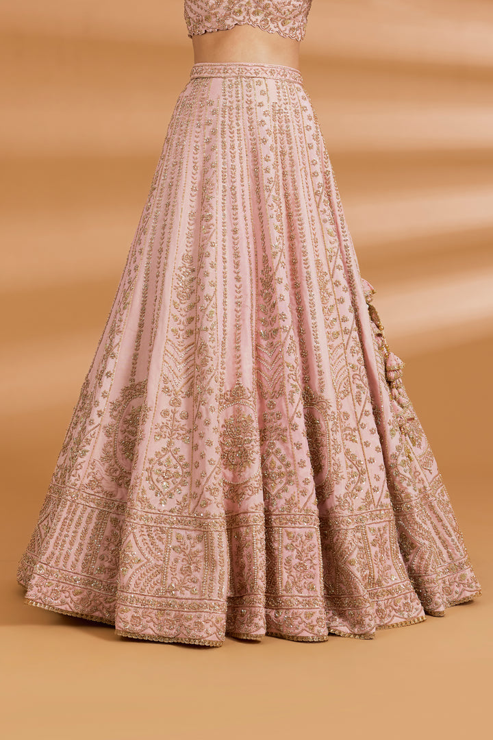 Blush Pink Bridal Couture Lehenga Set - BLUSH PINK - Lehengas - image 3